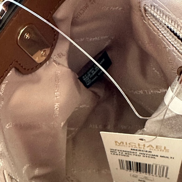 Michael Kors Mercer medium belted leather satchel handbag purse NWT Authentic - Picture 8 of 9
